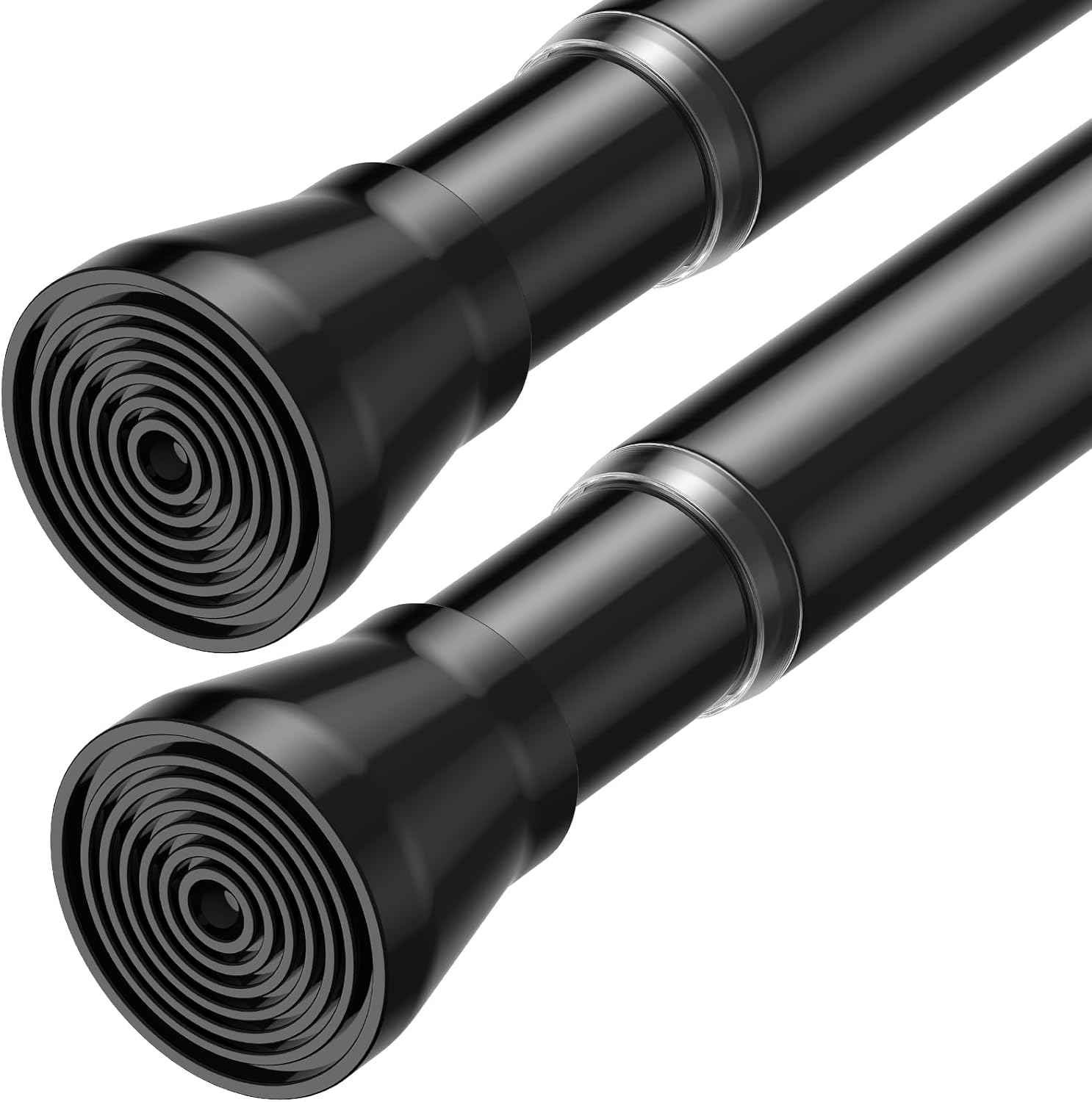2pcs Shower Curtain Rod 44-77 inch Black Tension Rod Shower rod Non Slip Tension Curtain Rod Adjustable Curtain Rods No Drilling Shower Rods for Bathroom Windows Closet