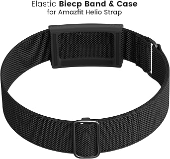 Amazfit Helioストラップ用伸縮性上腕二頭筋バンド 柔軟な上腕&足首ストラップ 保護バンパーケース付き ソフトで通気性のある調節可能なソロループ ランニング クロスフィット ハイロックス & 睡眠トラッキング用