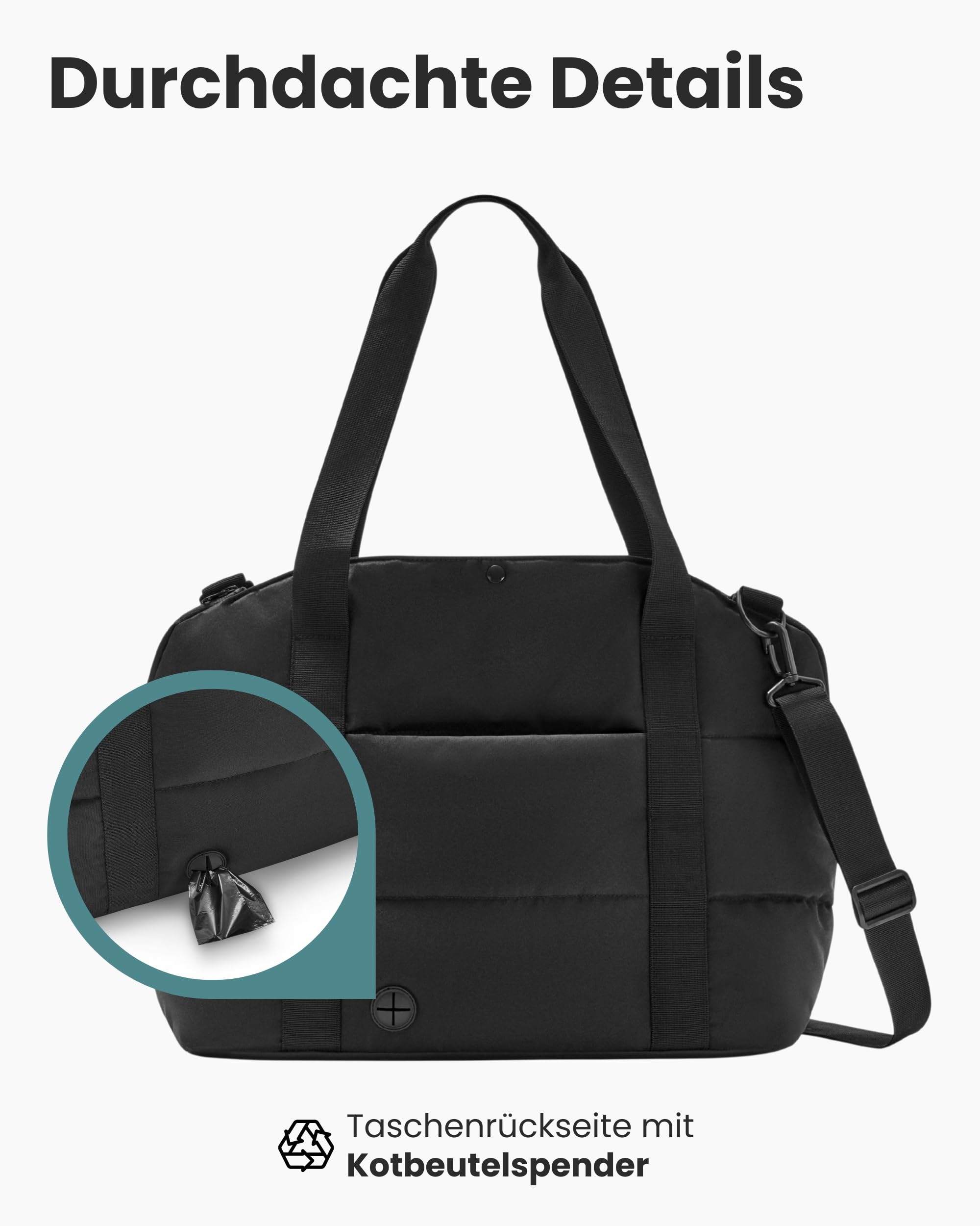 Larkson Hundetragetasche Schwarz - Frida - Aufklappbare Hundetasche für Kleine Hunde bis 10kg - Transporttasche für Hunde & Katzen - Unterwegs als Körbchen Nutzbar