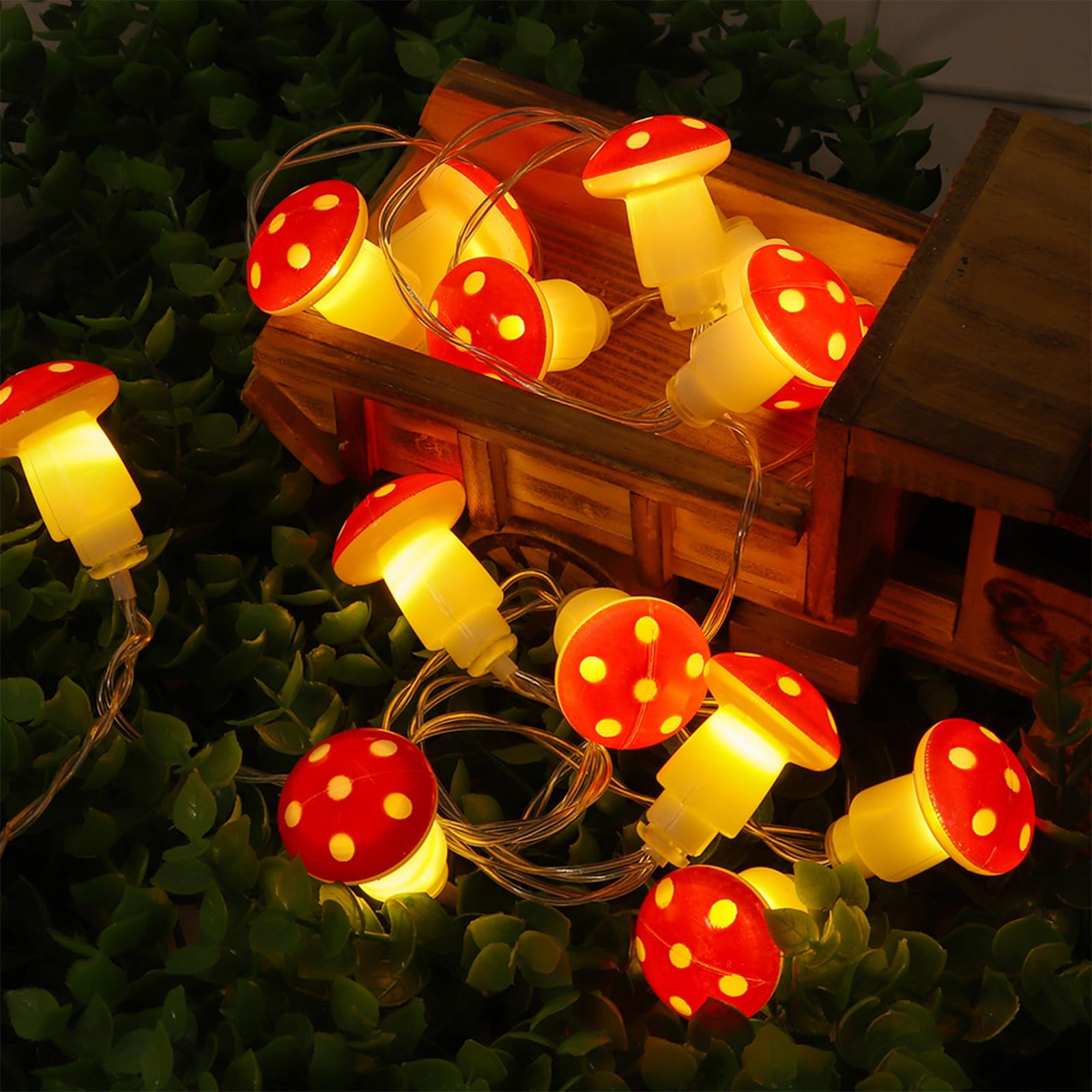 ENLACE LED Mushroom Fairy Lights, 1.5 m, 10 LED Toadstool Fairy Lights, Battery Operated, Warm White Mushroom Fairy Lights for Indoor, Outdoor, Garden, Bedroom, Party, Christmas, Balcony