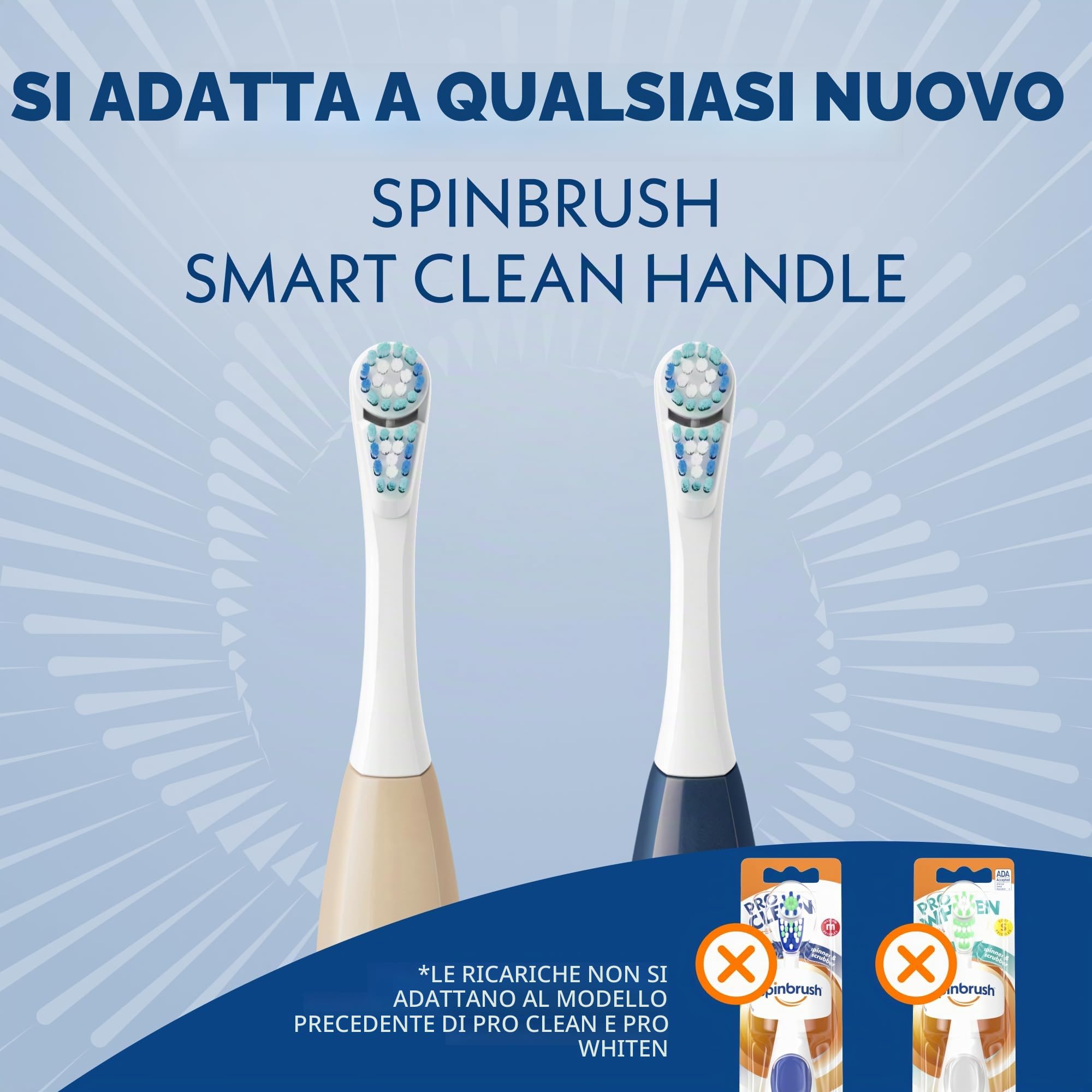 Spinbrush Smart Clean, testine di ricambio per spazzolino elettrico a batteria, per adulti, setole morbide, 2 pezzi