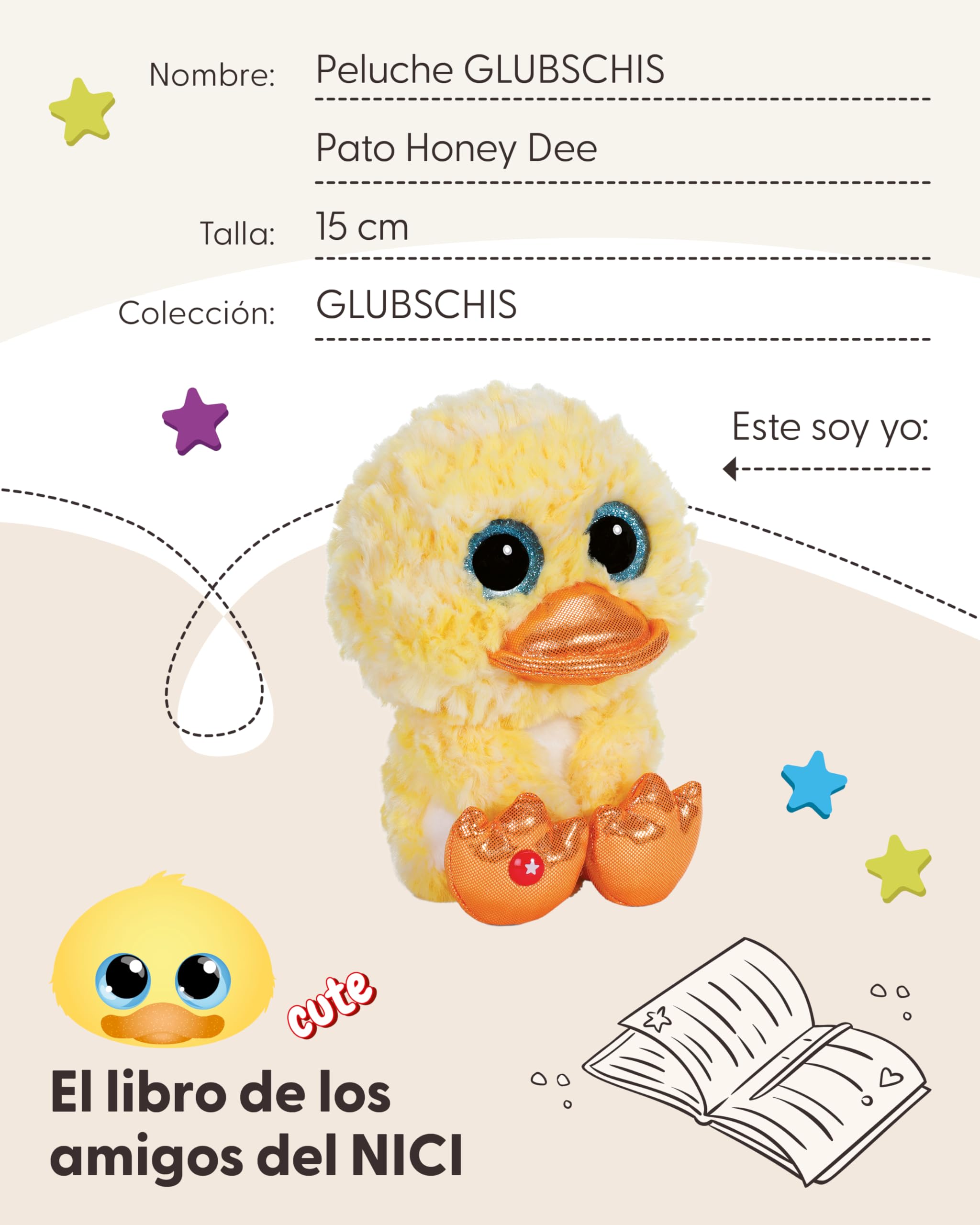 NICI GLUBSCHIS Peluche Pato Honey DEE, 15 cm, Amarillo, Animal de Peluche Suave para abrazar y Jugar, para niños y Adultos - 62499 — view 6