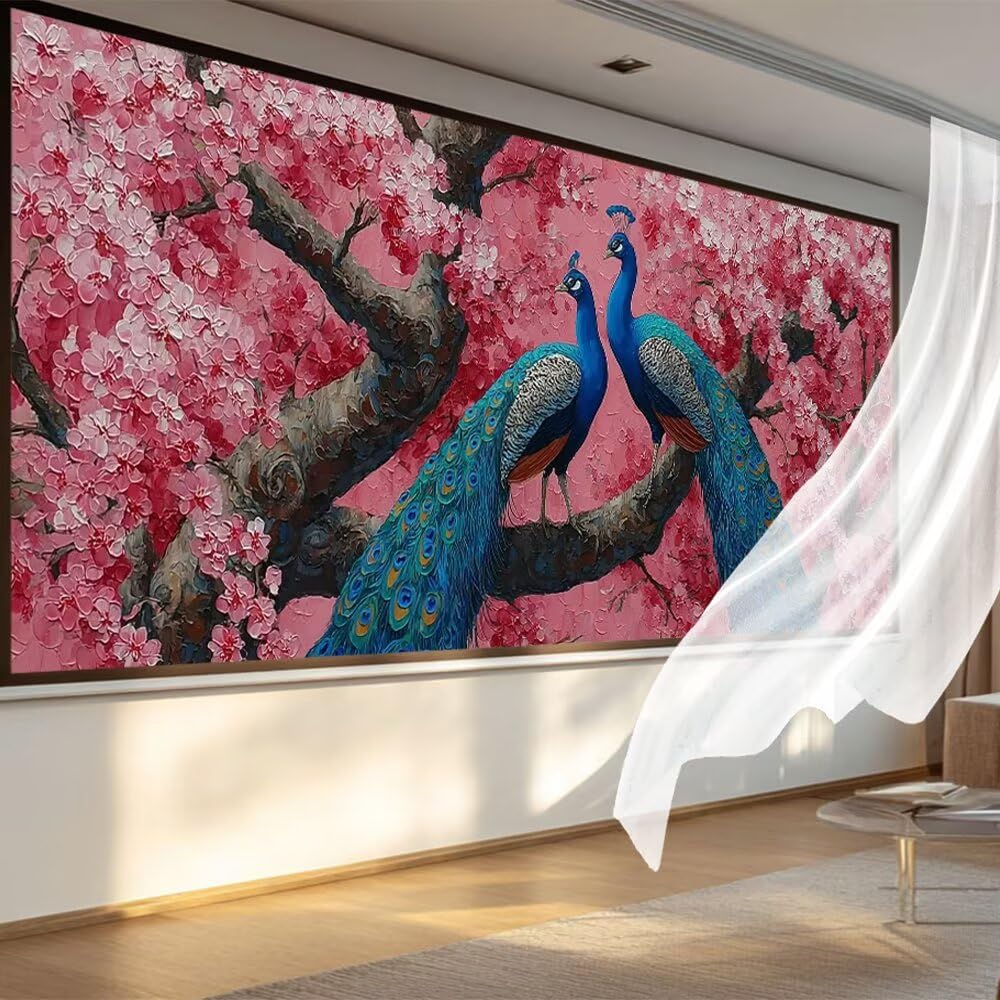 Diament Malarstwo Kwiat Śliwy Diament Sztuka Rysunki Z Diamentami 90x200 cm, Obraz Diamentowy Pełny Zestaw Haft Krzyżowy DIY Malowanie według numerów, Dekoracja ścienna Kobiety Prezenty Paw qL670