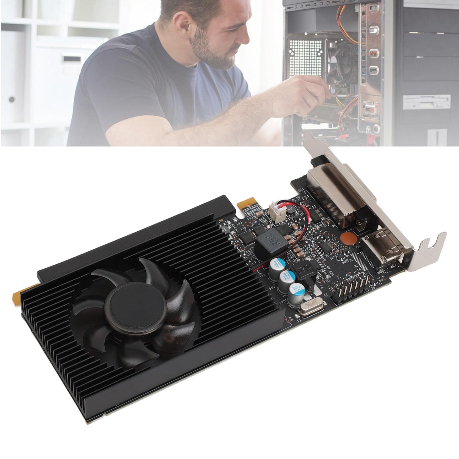 LICAEVEY Karta Graficzna GT730 4GD3 do Komputera Stacjonarnego PC Filmy Robocze Filmy, 4 GB Pamięci DDR3 1800 MHZ Częstotliwość Rdzenia PCI Express Karta Graficzna do Gier z Cichym