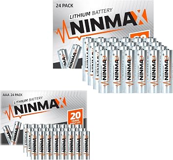 Lithium Batteries AA and AAA 48 Count, 24 Pack 3500mAh Double A+ 24 Pack 1350mAh AAA Triple A Max Power Battery for High-Tech DevicesNon-Rechargeable