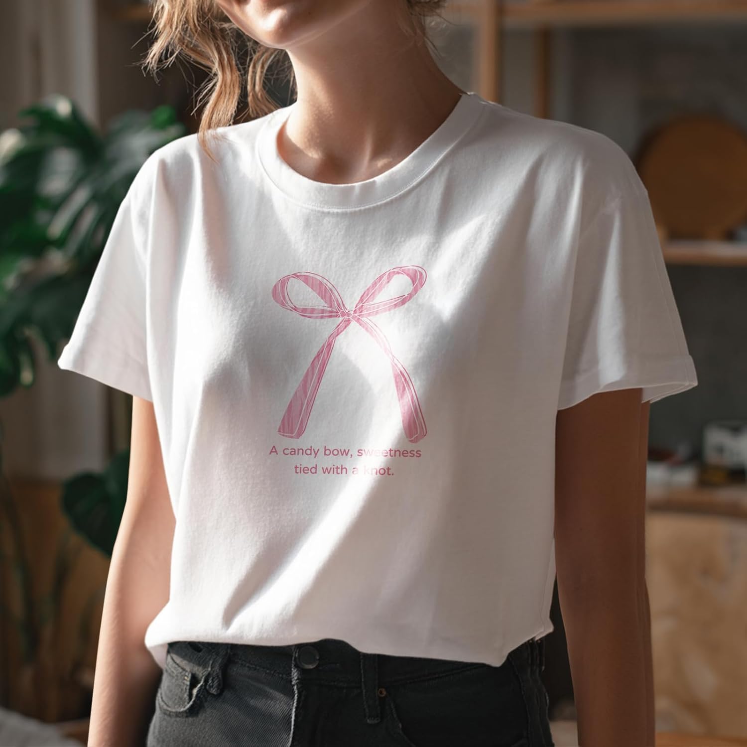 Fashion Shirts for Women Solid 100% Cotton Short Sleeve Crewneck Relaxed Fit Vintage Quick Dry Basic Blouses - Image 2