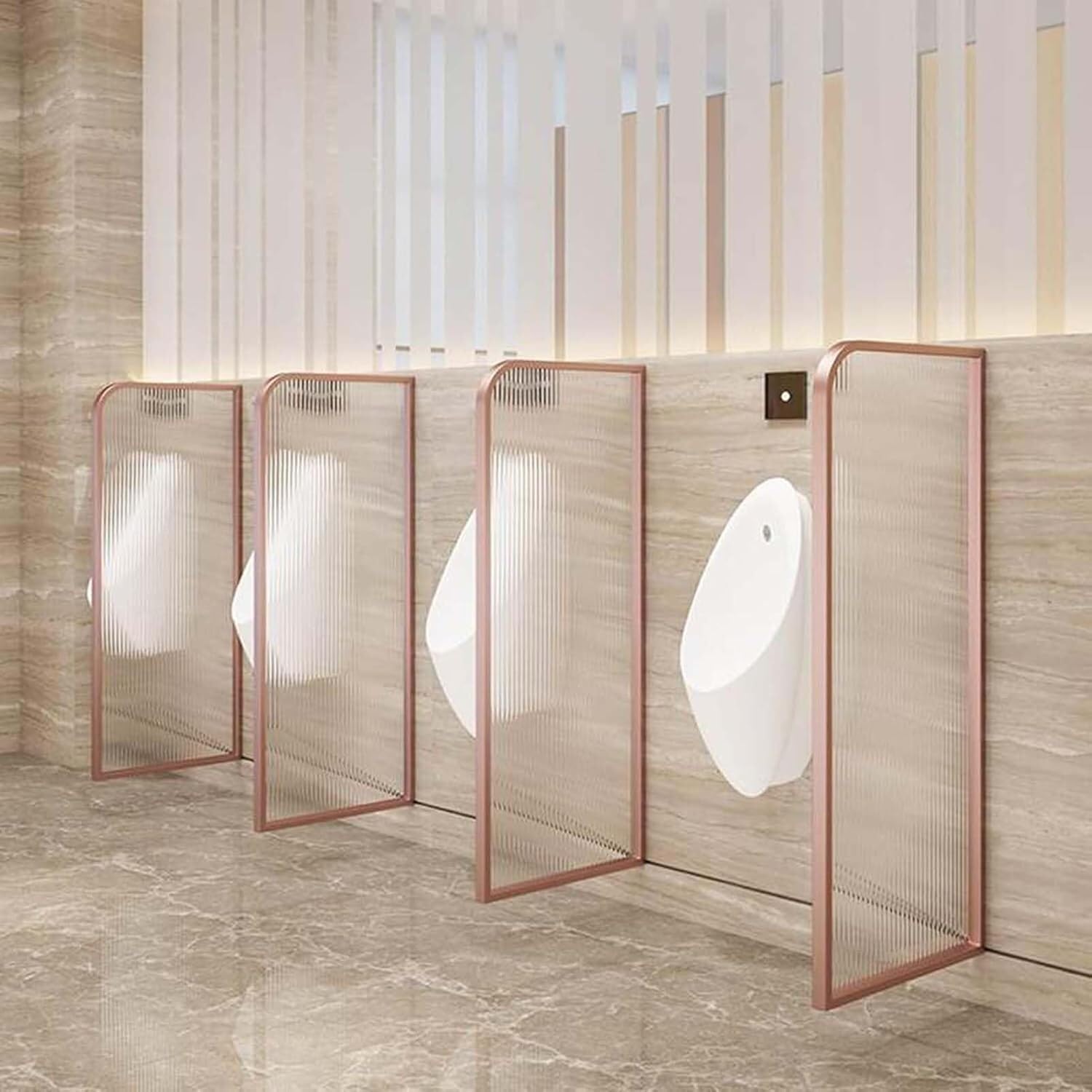 Mampara de privacidad para urinario con vidrio templado de alta seguridad