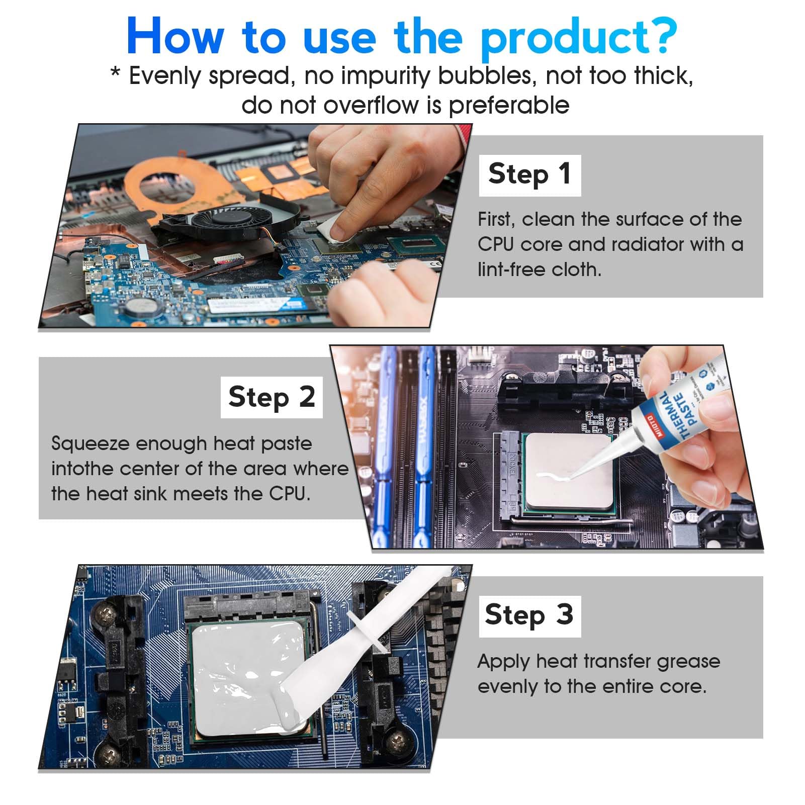 Miioto Thermal Paste, 200g Pâte Thermique Processeur, Pâte Thermique, Résistance à Haute Température, Adaptée aux Réfrigérateur de Camping-Car, Produits électroniques, Refroidissement du Processeur