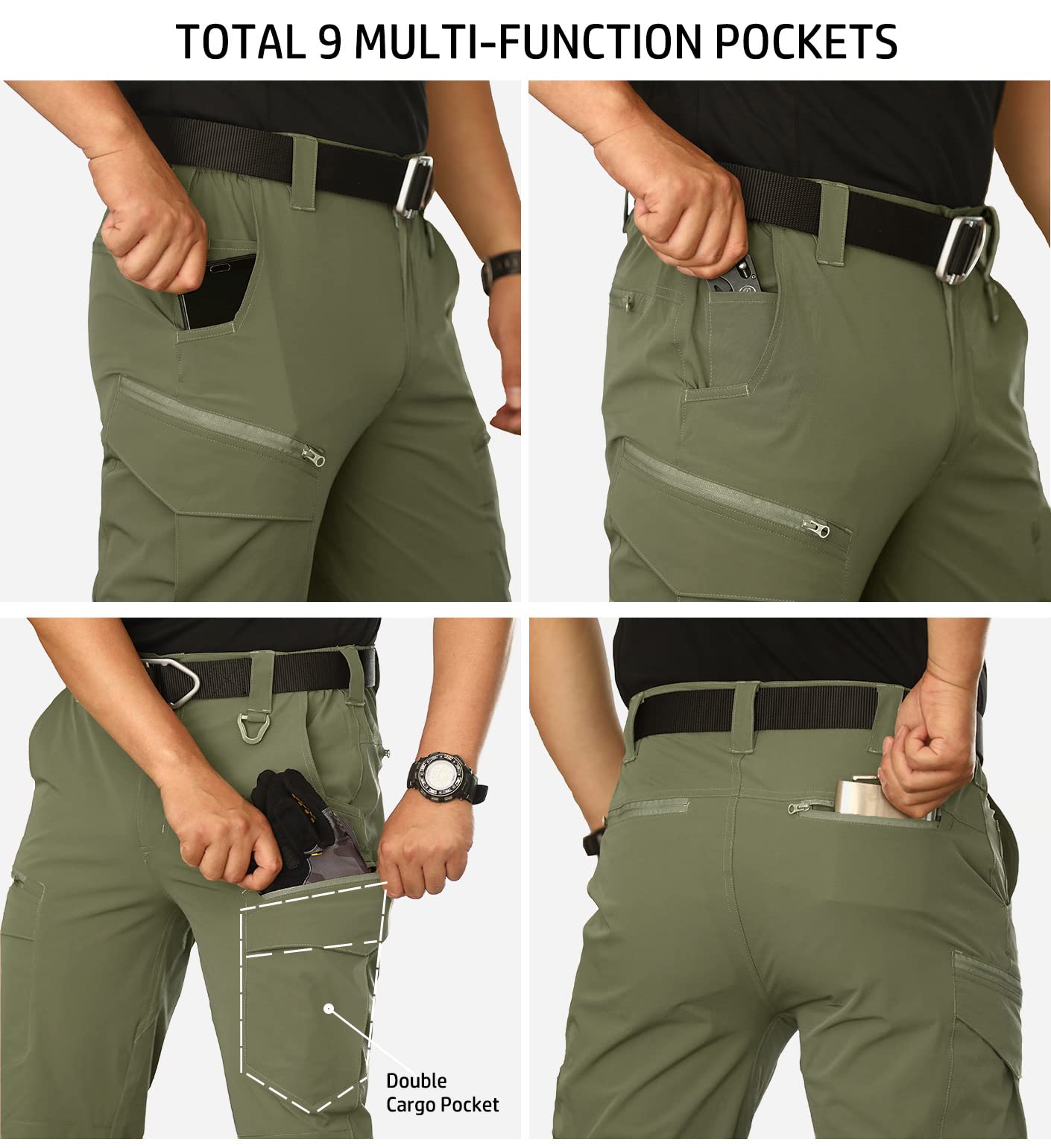 NAVEKULL Mens Lightweight Tactical Pants Quick Dry Work