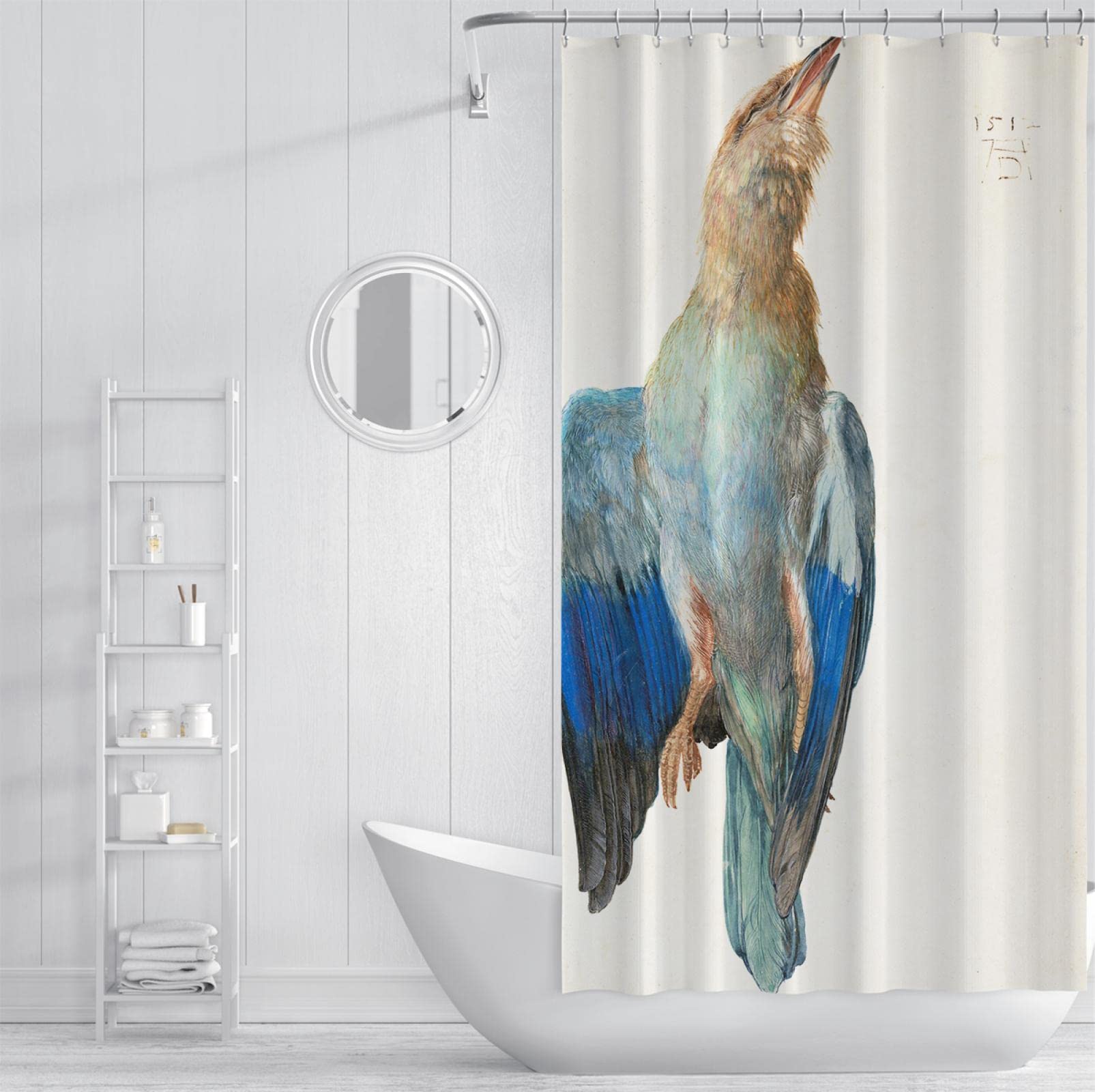 Cortinas de Ducha de Animales Antiguo Blue Bird Rustic Farmhouse Bathroom Decor Heavy Duty Fabric Cortinas de Ducha Set con 12 Ganchos 244x200cm