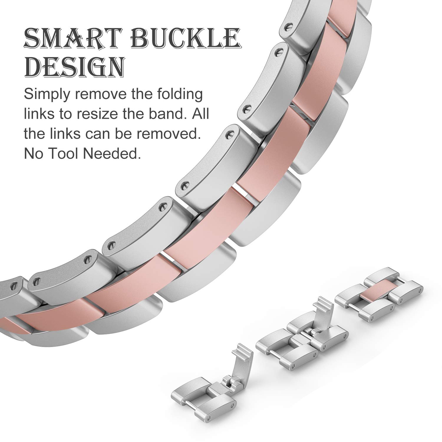 rose gold watch with extra links, it was sized but can be resized with the links Iconic Link Unitone - Rose Gold watch - 28mm | DW main image 2