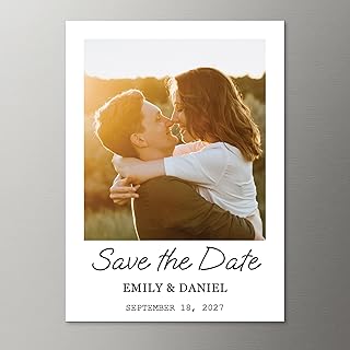 Big Dot of Happiness Custom Instant Photo Frame Magnet Cards with Envelopes, Personalized Fridge Magnet Save the Date Cards, Magnetic Picture Announcements - 24 Count