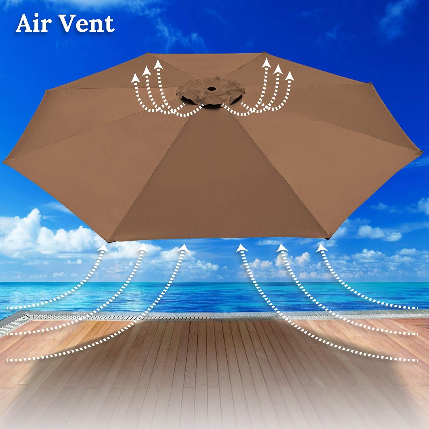 YardGrow 11.5ft 8 Ribs Umbrella Canopy Replacement for Patio Umbrella, Frame NOT Included, Umbrella Replacement Canopy ONLY