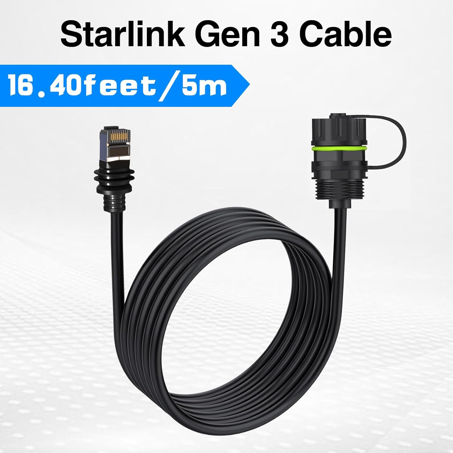 Duttek Ethernet Extension Cable for Starlink 16.4FT/5M,Waterproof Moca 2.5 Adapter Compatible with Gen 3/Mini and Router, Shielded Twisted Pair for Stable Signal