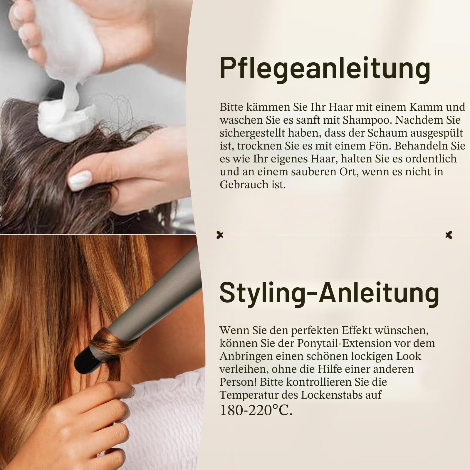 DOORES Pferdeschwanz Haarteil, Hellblond Highlights Goldblond 35cm 75g, Ponytail Extension Gerade Extensions Zopf Clip in Wickeln Sie um Remy Ponytail Echthaar Glattes Magic Paste | Haarverlängerung zum Anklippen, natürliches Echthaar, 75 g, Balayage, Hel
