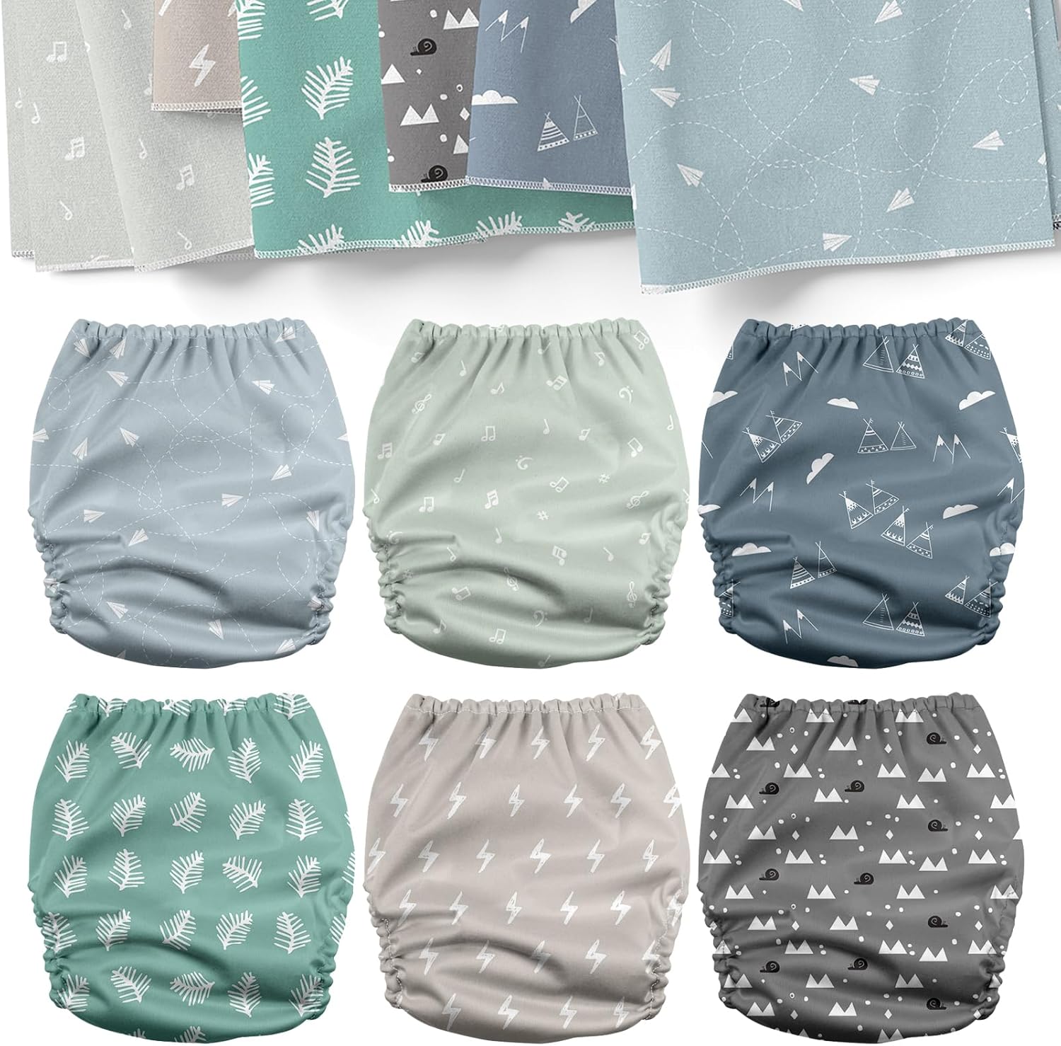 Mama Koala 3.0 Baby Cloth Diapers with 6 Inserts Bundle, with 2 Rolls Disposable Natural Liners