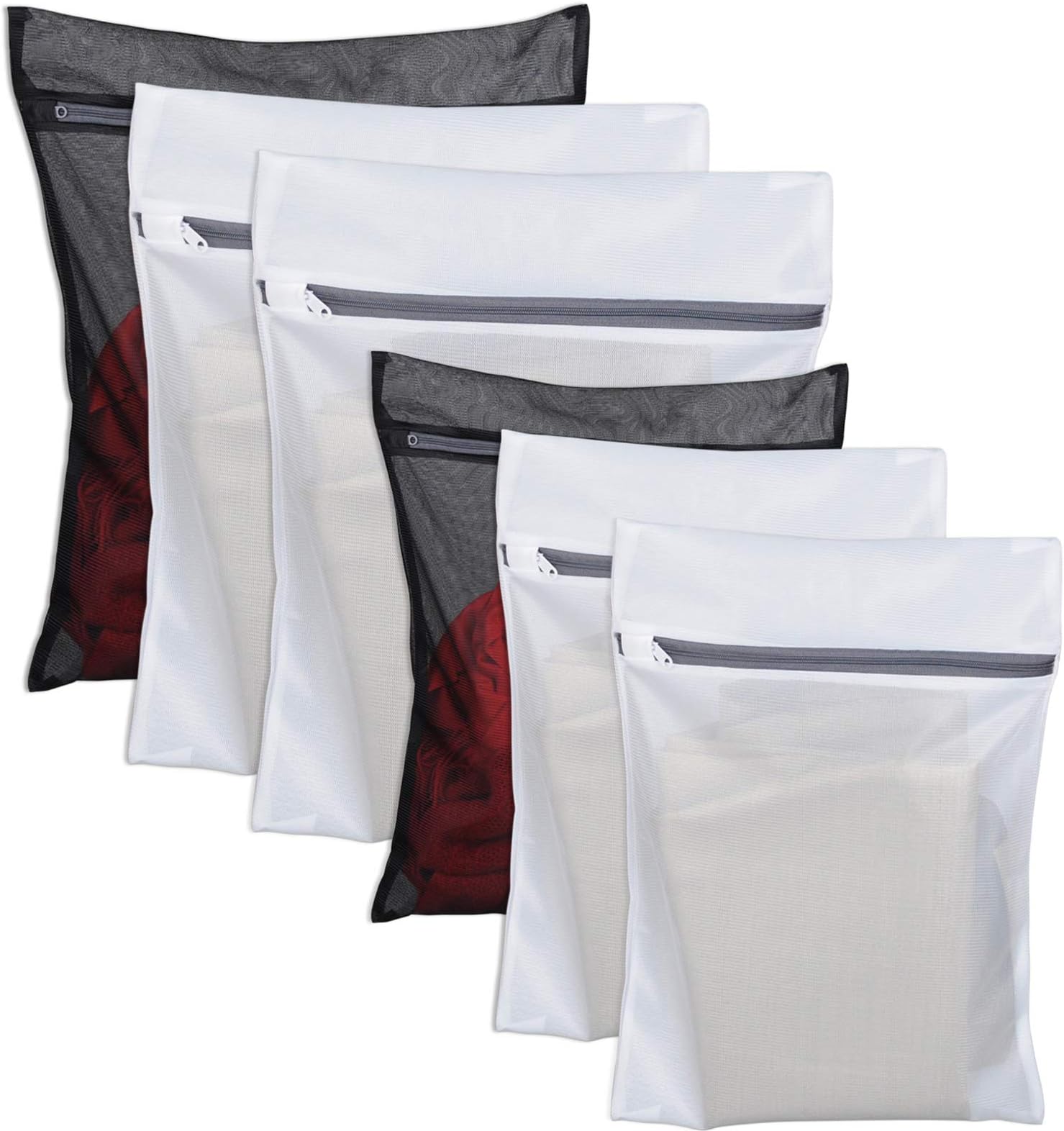 6 Pack Laundry Bag Delicates Mesh Wash Bag For Hosiery, Underwear, Bra,Garment Lingerie Effective Protection Travel Storage Organize Zipped Drying Machine Washing Bag (3 Large, 3 Medium)