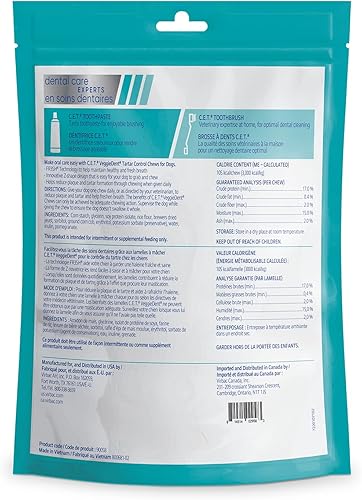 Vista 12 de Virbac C.E.T. VEGGIEDENT FR3SH - Masticables para control de sarro para perros, medianos, carne de res, 1.6 libras
