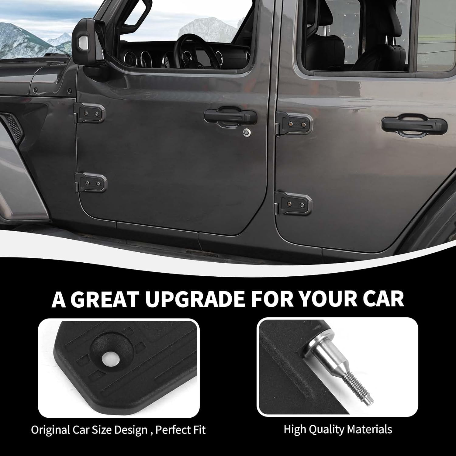 Door Hinge Kit Compatible with 2018-2023 Jeep Wrangler JL & Gladiator JT 4-Door Exterior Accessories, USA Flag