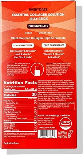 Miniatura 5 de EVERYDAZE - Gelatina esencial de colágeno Paquete de 40 (4 x 10 unidades) Paquetes de suplemento de péptido de colágeno vegano Cabello piel, uñas
