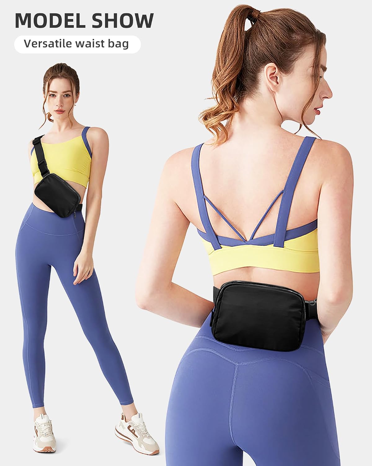 Fashion Fanny Pack for Men Women Waistpacks Crossbody Bags for Women,Belt Bag for Travel Walking Running Hiking Cycling,Black