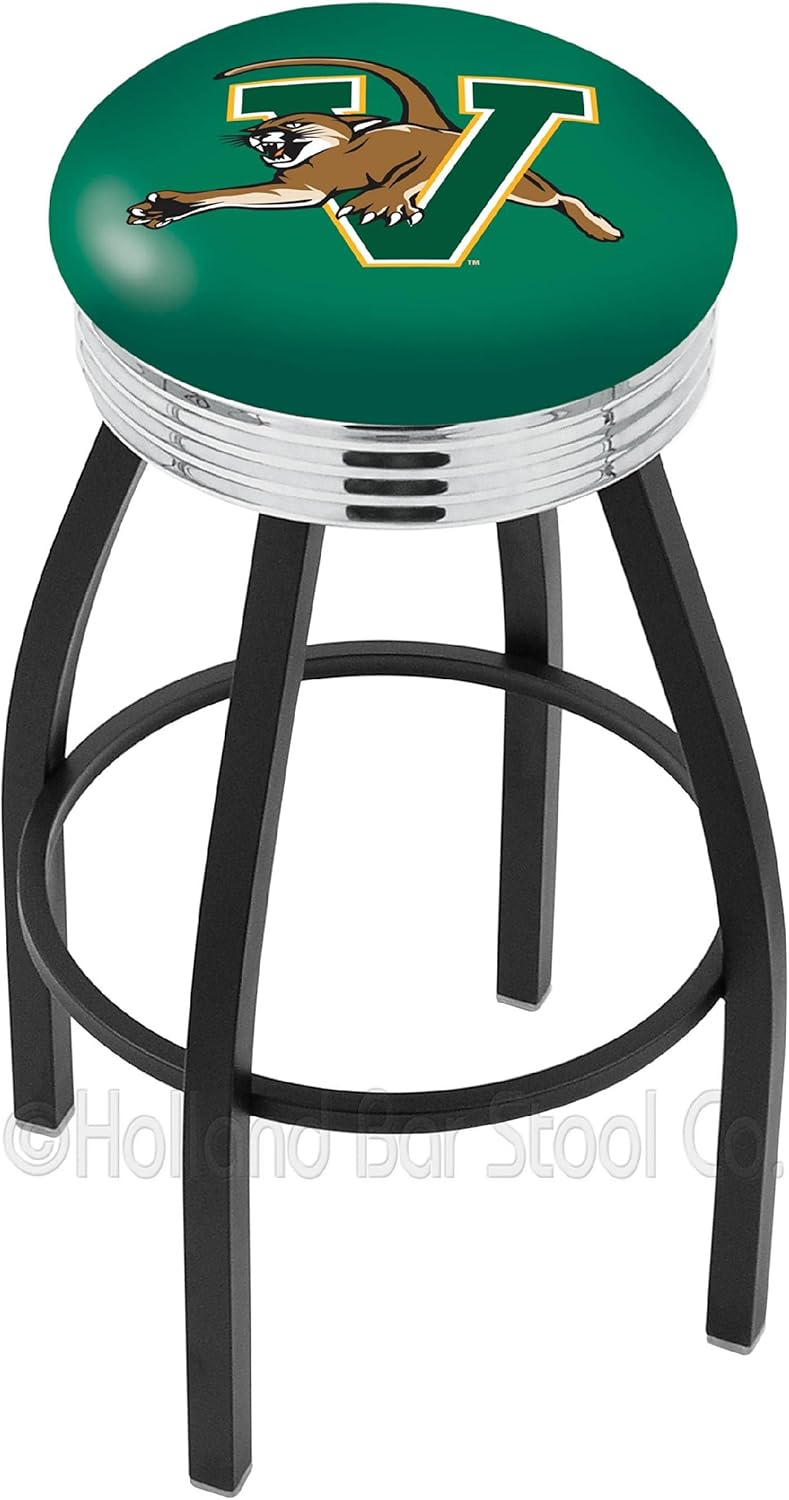 L8B3C Vermont 25" Swivel Counter Stool with a Black Wrinkle and Chrome Finish