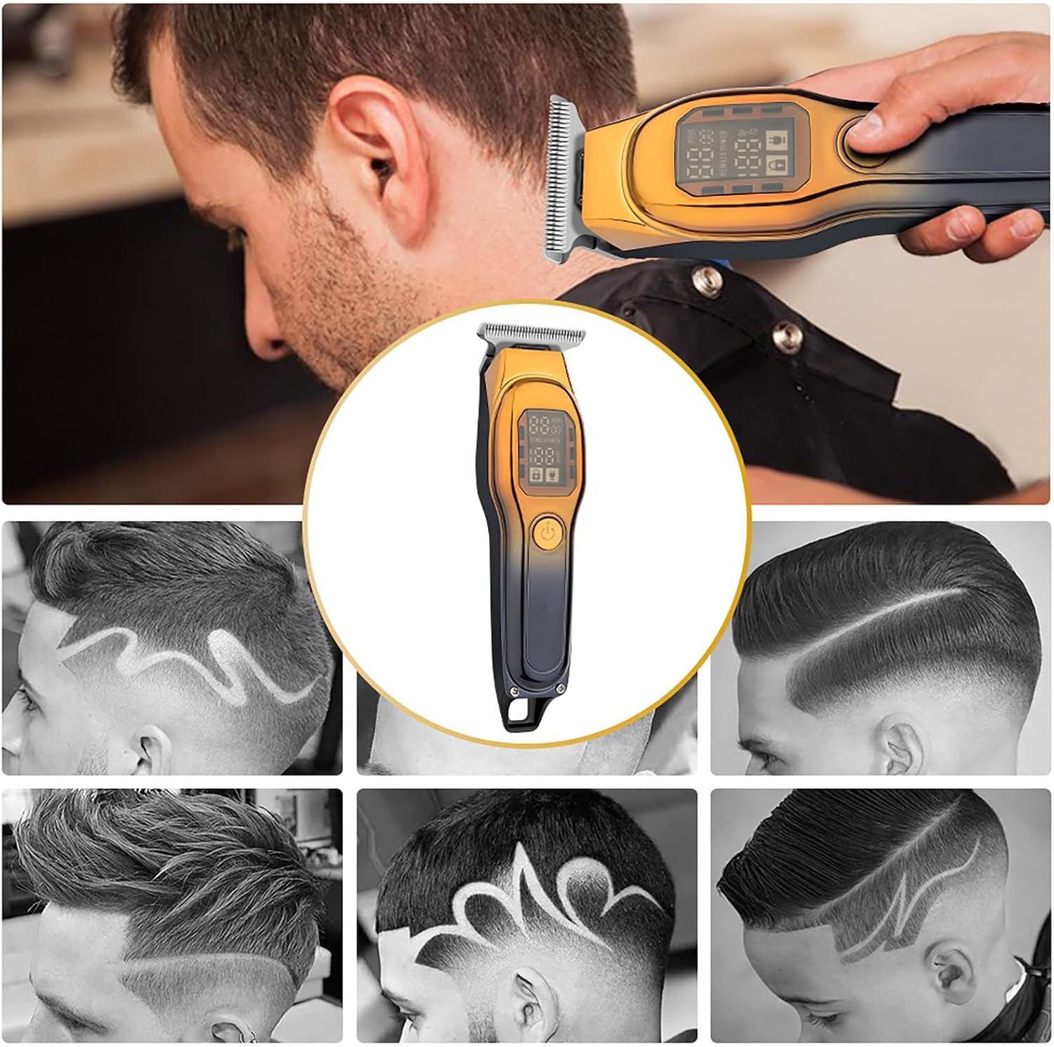 Hair Clippers for Men Professional Barber Rechargeable Precision Steel Blade Trimmer(Red Black)