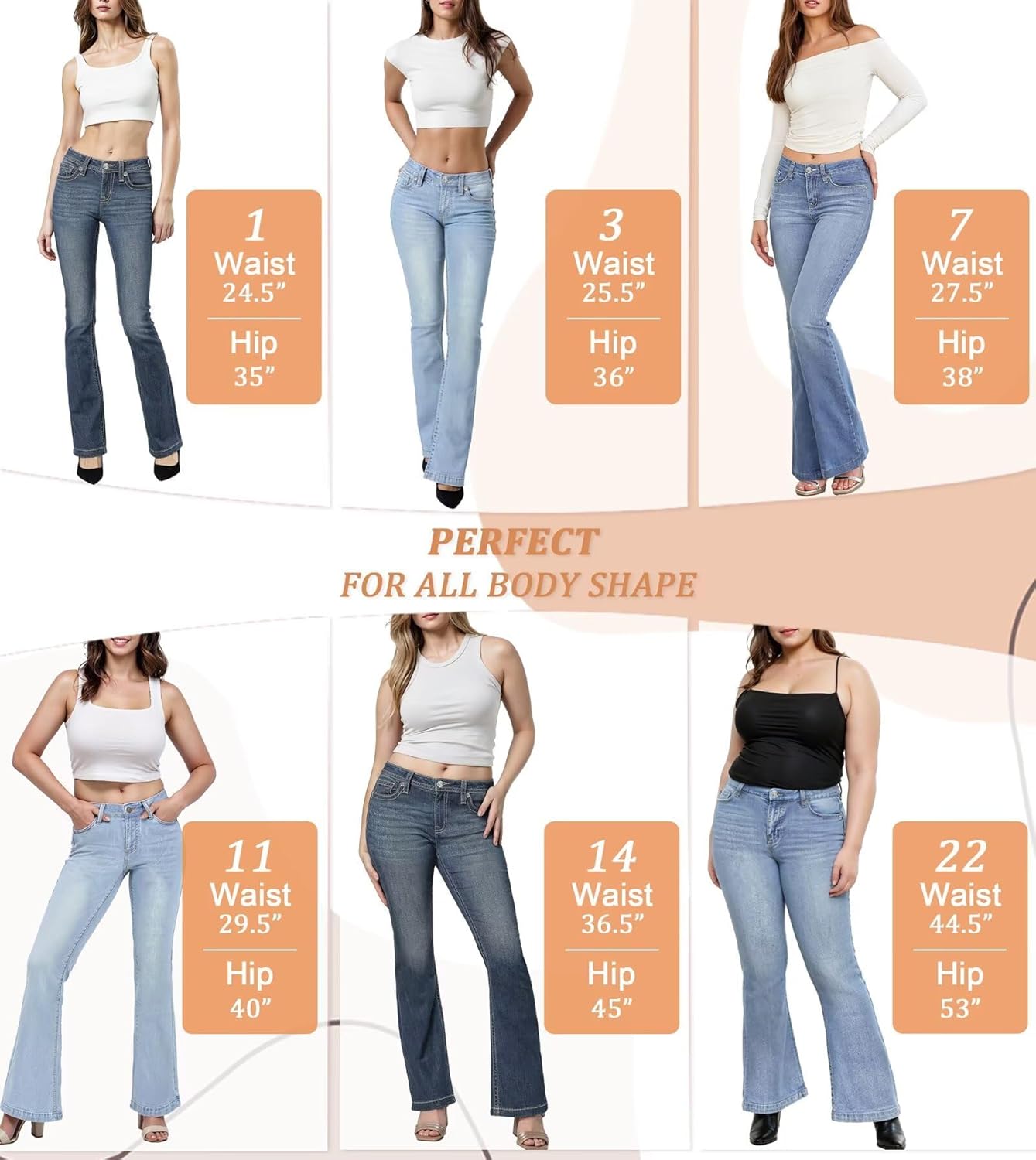 Hybrid & Company Women's Flare Mid Rise Jeans Trendy Stretchy Denim Pants with Pockets - Image 5