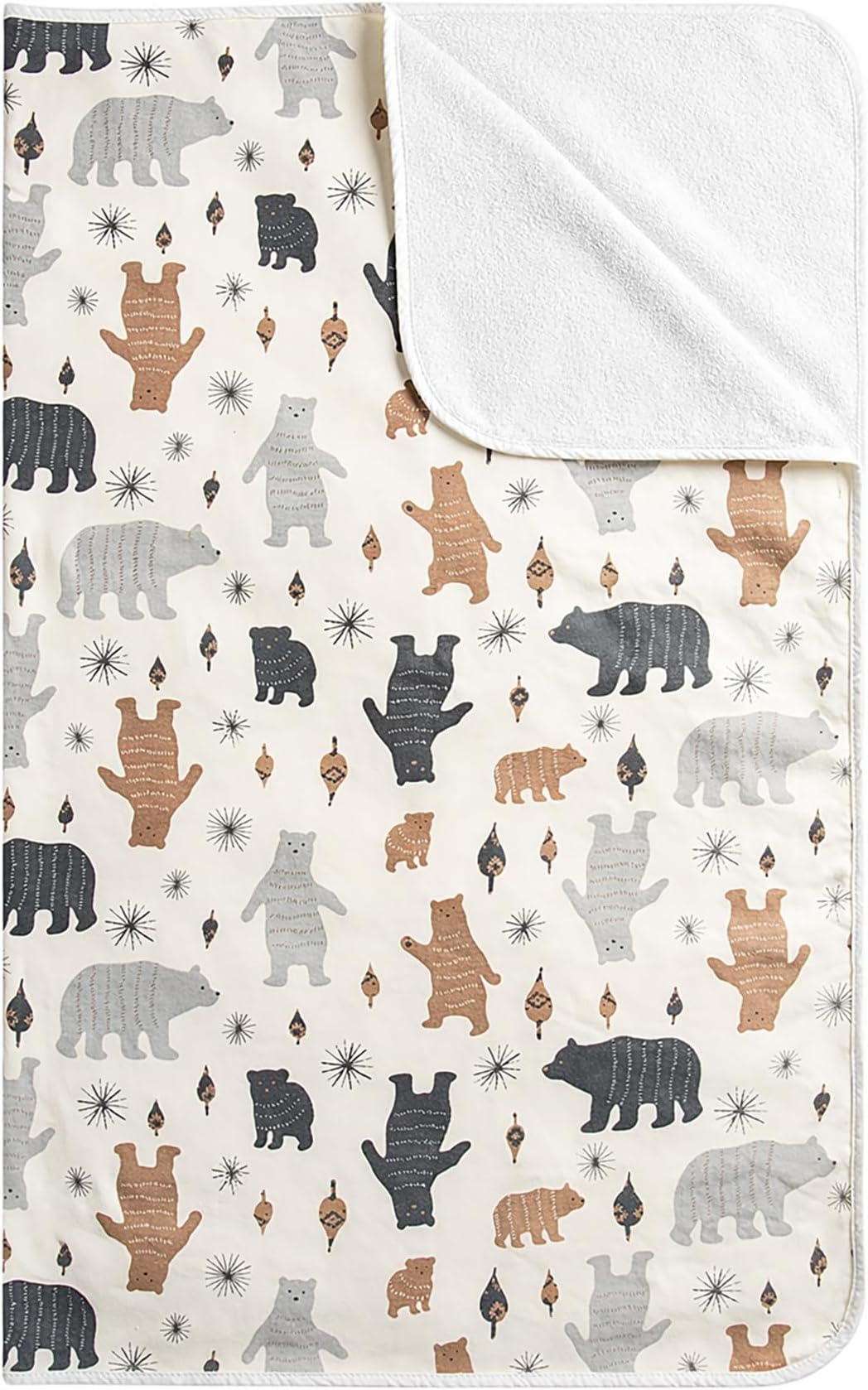 Waterproof Bed Pad Washable Mattress Protector 3 Layer Incontinence Pads 100% Cotton Surface for Baby Toddler Children and Adults-Bear