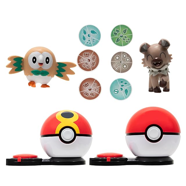 Foto 3 de 8 de Pokemon Game Surprise Attack Game Rowlet with Repeat Ball vs. Rockruff with Poke Ball - W2 PKW2723