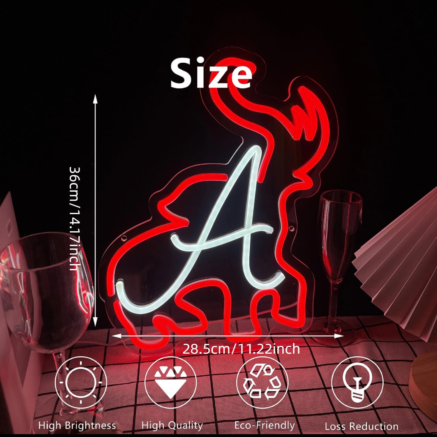 University Alabama Neon Sign for Wall Decor University Football Team Neon Light Football LED Signs Sports Signs for Man Cave Red Dorm Decor for College Students Graduation Gifts for Students