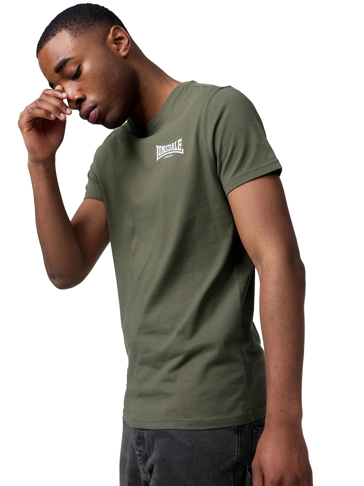 Lonsdale London Men's Elmdon T-Shirt, Olive/White, L