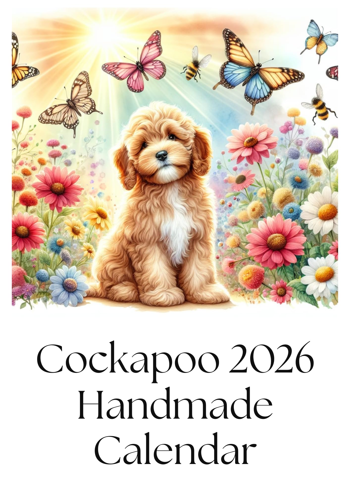 Cockapoo Calendar 2026 – A4 Monthly Wall Planner with Handmade Art, Spiral Bound, One Month View, Gift Wrapped, Unique Dog Design, Great Gift Idea for Pet Lovers, Home or Office Decor