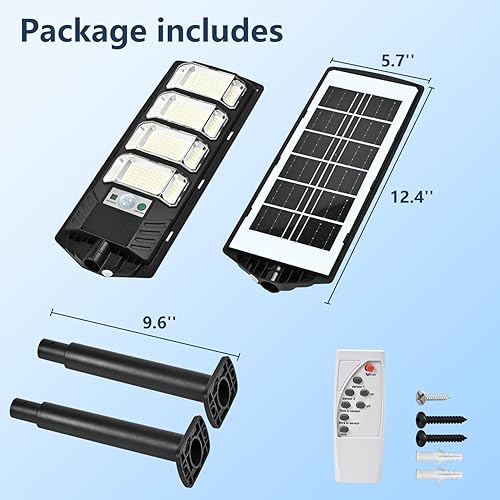 Miniatura 7 de Paquete de 2 luces solares para exteriores, luces de calle gran angular de 320 para exteriores, impermeables, lámpara de inundación solar con sensor