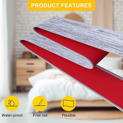 Miniatura 3 de Moldura flexible para zócalo de pared, base de vinilo autoadhesivo de 4 pulgadas, base de goma para despegar y pegar (grano de madera gris)