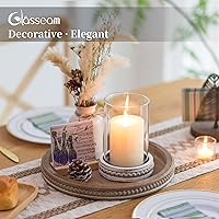 Vista 4 de Glasseam Glass Hurricane Candle Holder, Decorative Candle Holders for Pillar Candles, Boho Candle Holders for Table Centerpiece, Glass Cylinder With