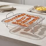 BESPORTBLE Support de friteuse à air en acier inoxydable pour four – Étagère carrée de cuisson à la vapeur – Support de refroidissement et de barbecue en métal pour friteuse à air comprimé - 4