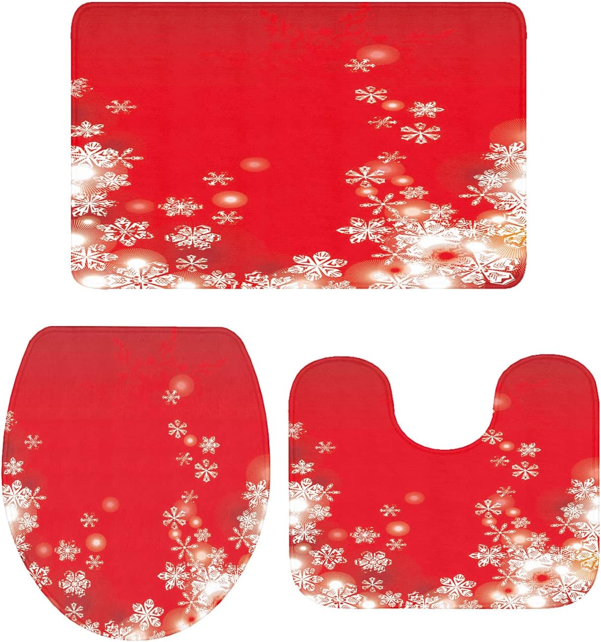 IDOWMAT Bathroom Rugs Sets 3 Soft Absorbent Sponge Bath Mat NonSlip