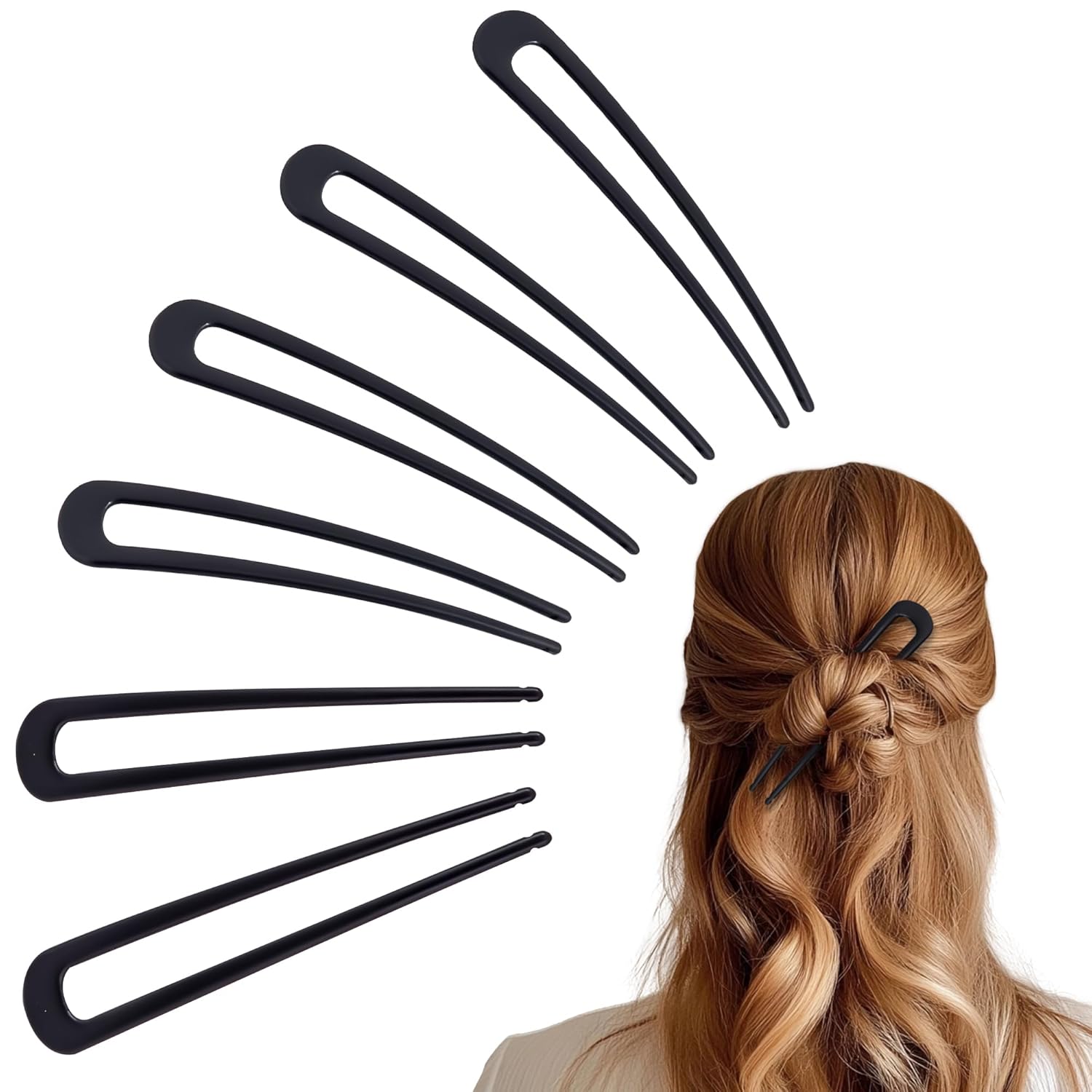 6Pcs Metal U Shape Hair Pins for Women - Vintage Hairstyle Accessories