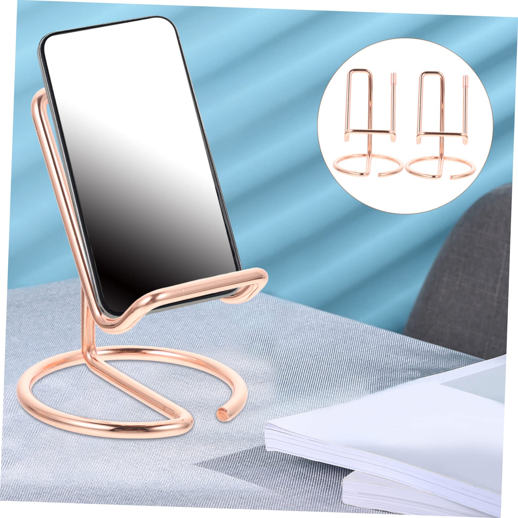 SHINEOFI Supporto Telefono in Ferro 2 Pezzi per Scrivania Bordi Lisci e Design Semplice, Porta Cellulare Portatile per Ufficio o Camera da Letto