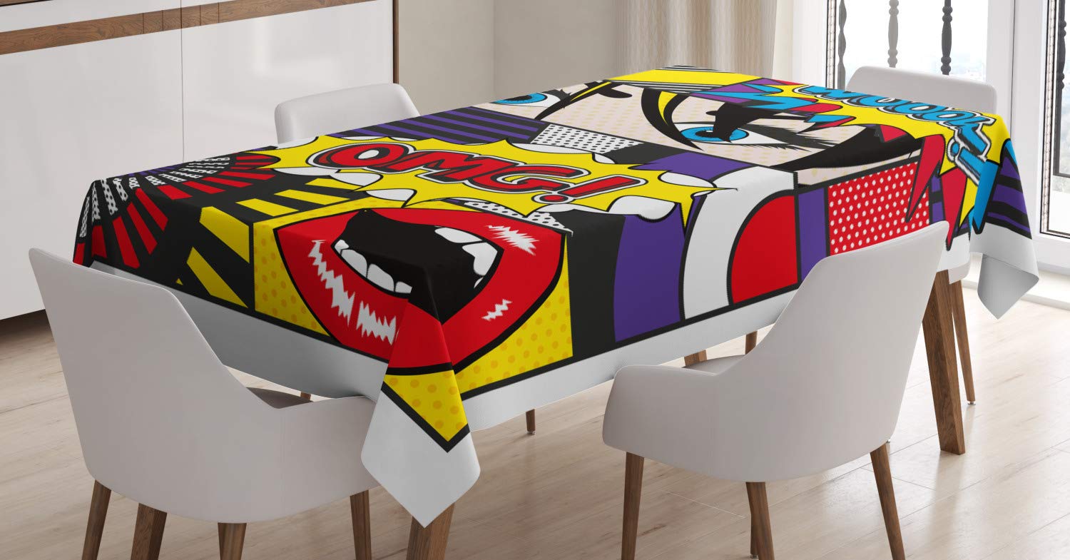 ABAKUHAUS Arte Tovaglia, Attrezzature per corsi di Pittura, Rettangolare per Sala da Pranzo e Cucina, 140 cm x 200 cm, Multicolore