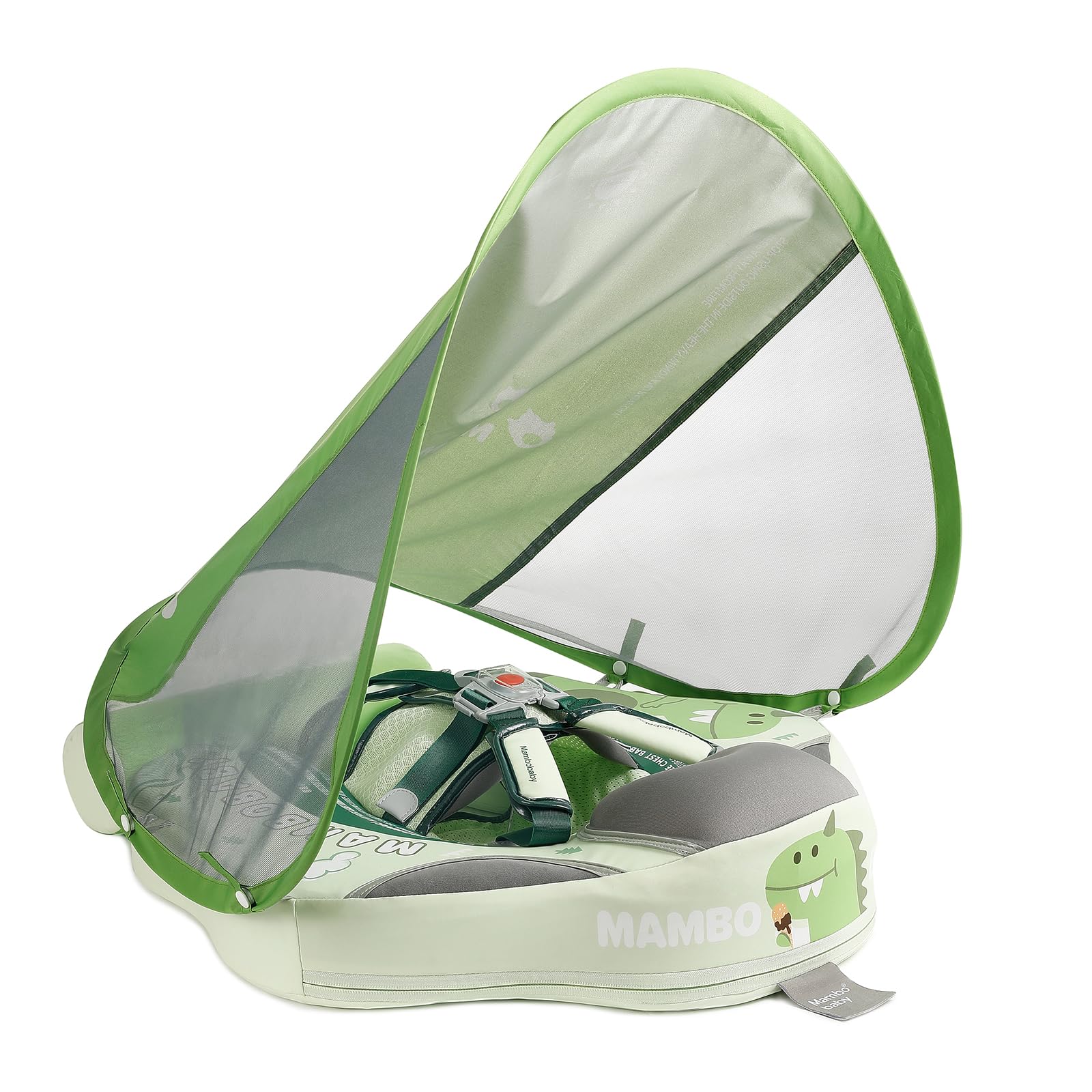 Mambobaby Float with Canopy, Non-Inflatable Swim Trainer for Infants and Toddlers 3-24 Months, Avoid Flip Design, UPF 50+, Safe & Comfortable Baby Pool Float