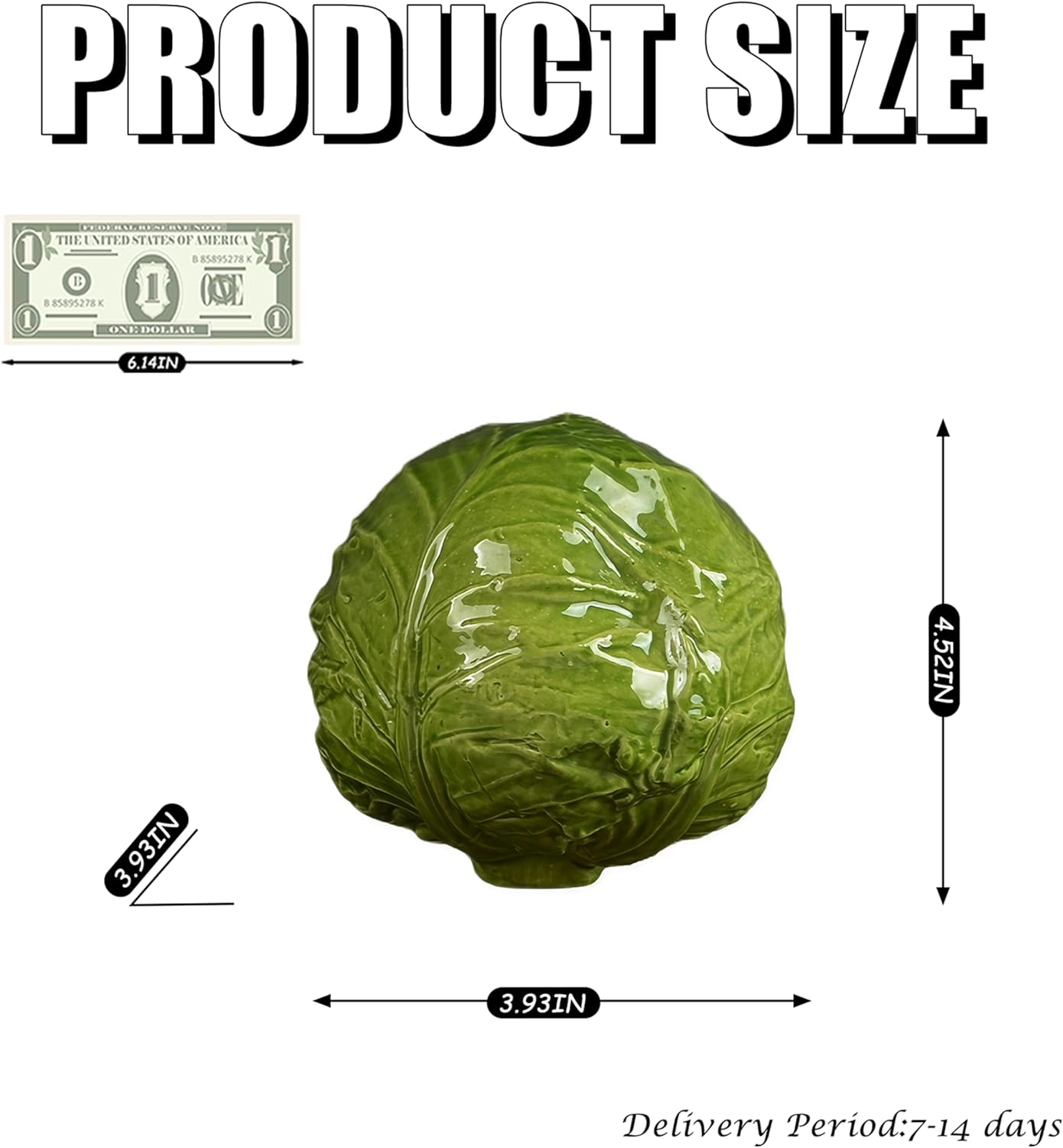 Top Ceramic Cabbage Statue & Figure, Artificial Vegetable Decor & Gifts - Artificial Cabbage Gifts and Accessories for Party, Faux Vegetable Gift for Home Decor, Fake Cabbage Gift Set