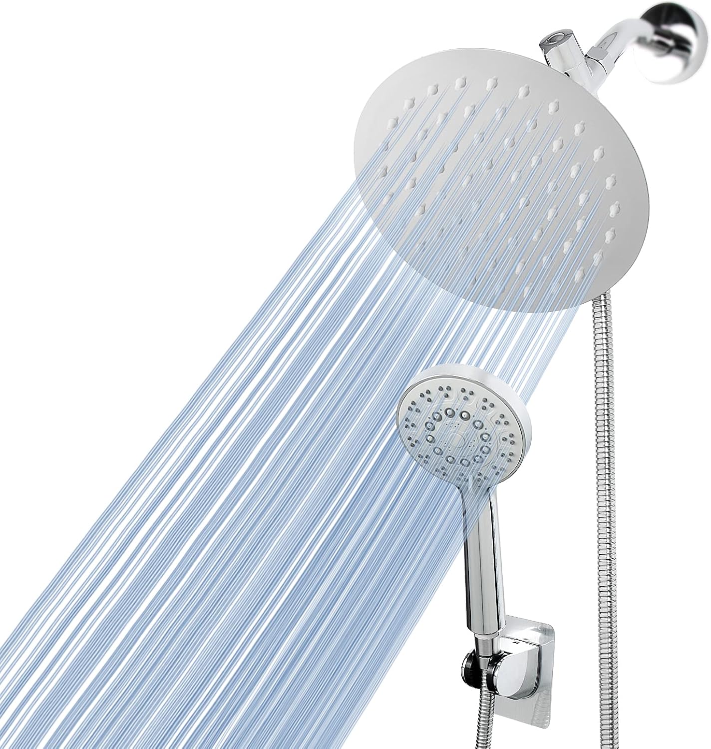 HarJue High Pressure Shower Head Combo, 6” Stainless Steel Rain