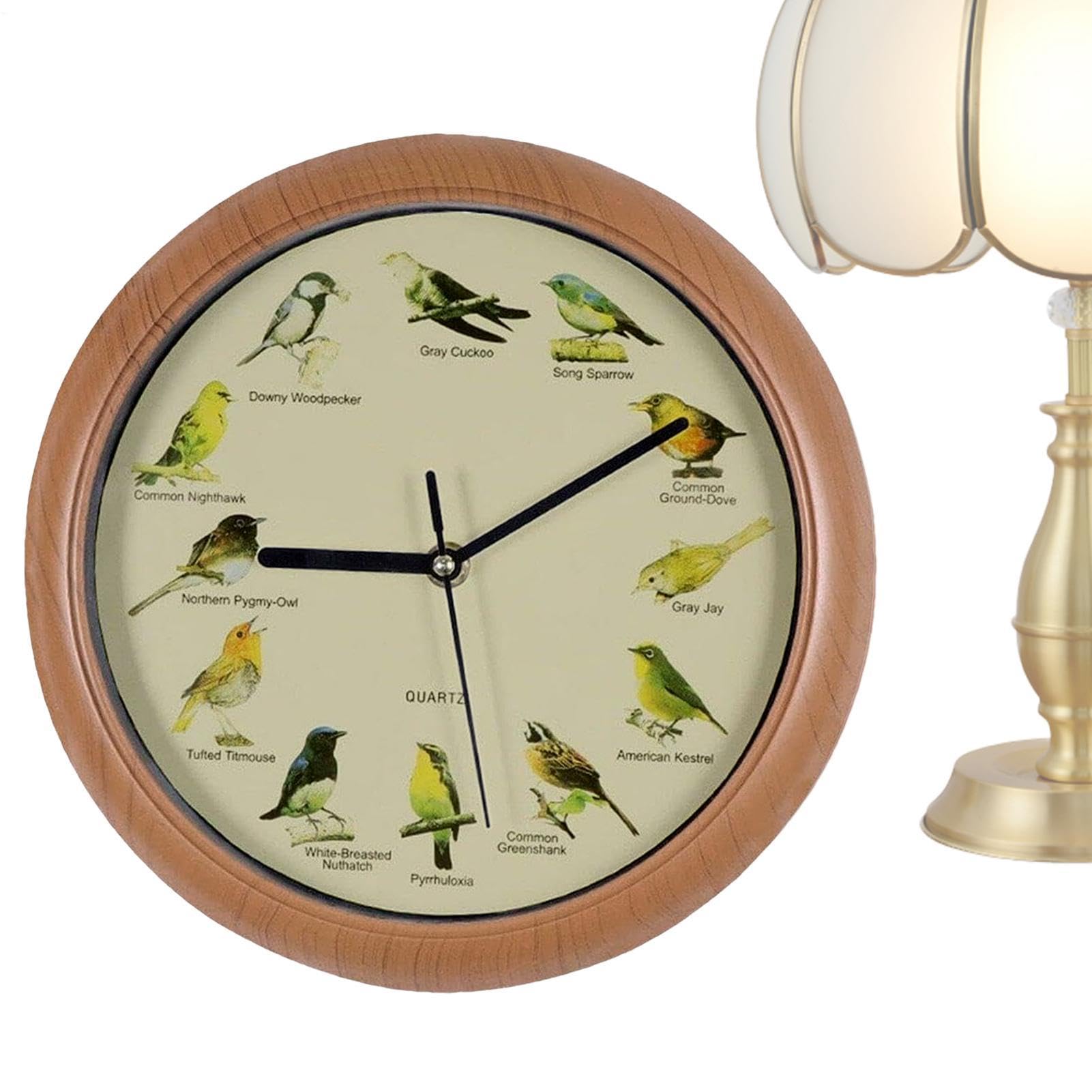 Reloj de pared con forma de pájaro para sustituir alarmas estridentes por cantos