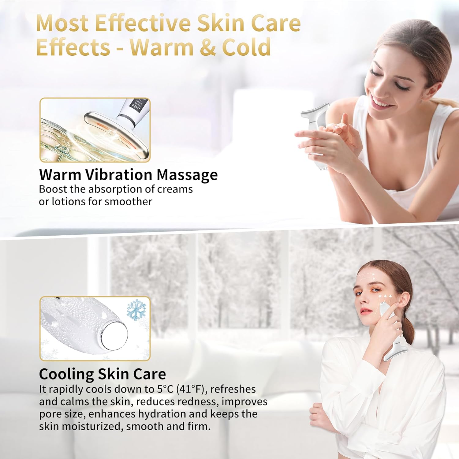 Red Light Therapy for Face and Neck, 4 Color LED Facial Light Therapy Device for Skin Care at Home, Micro-Current Vibration Facial Cold and Hot Service, Multifunctional Facial Skin Care Tools - Image 5