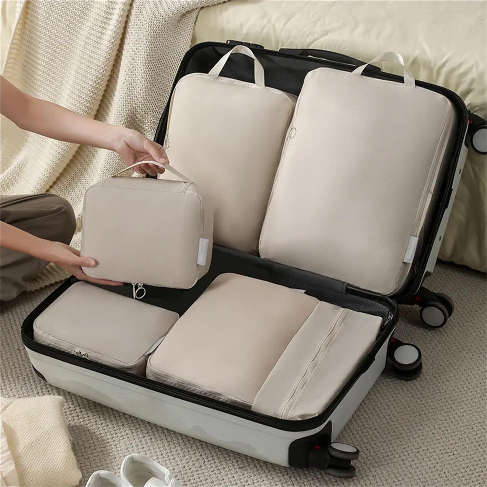 Borsa da viaggio a compressione, borsa portaoggetti for valigie, salvaspazio, for vestiti, asciugamani, scarpe, organizer, impermeabile, pieghevole per Vestiti, Scarpe, Cosmetici(Blue)