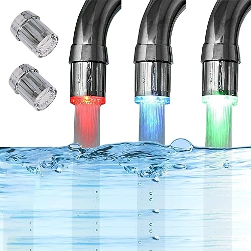 2 Pack 3-Color Temperature Sensitive Gradient LED Water Faucet Light
