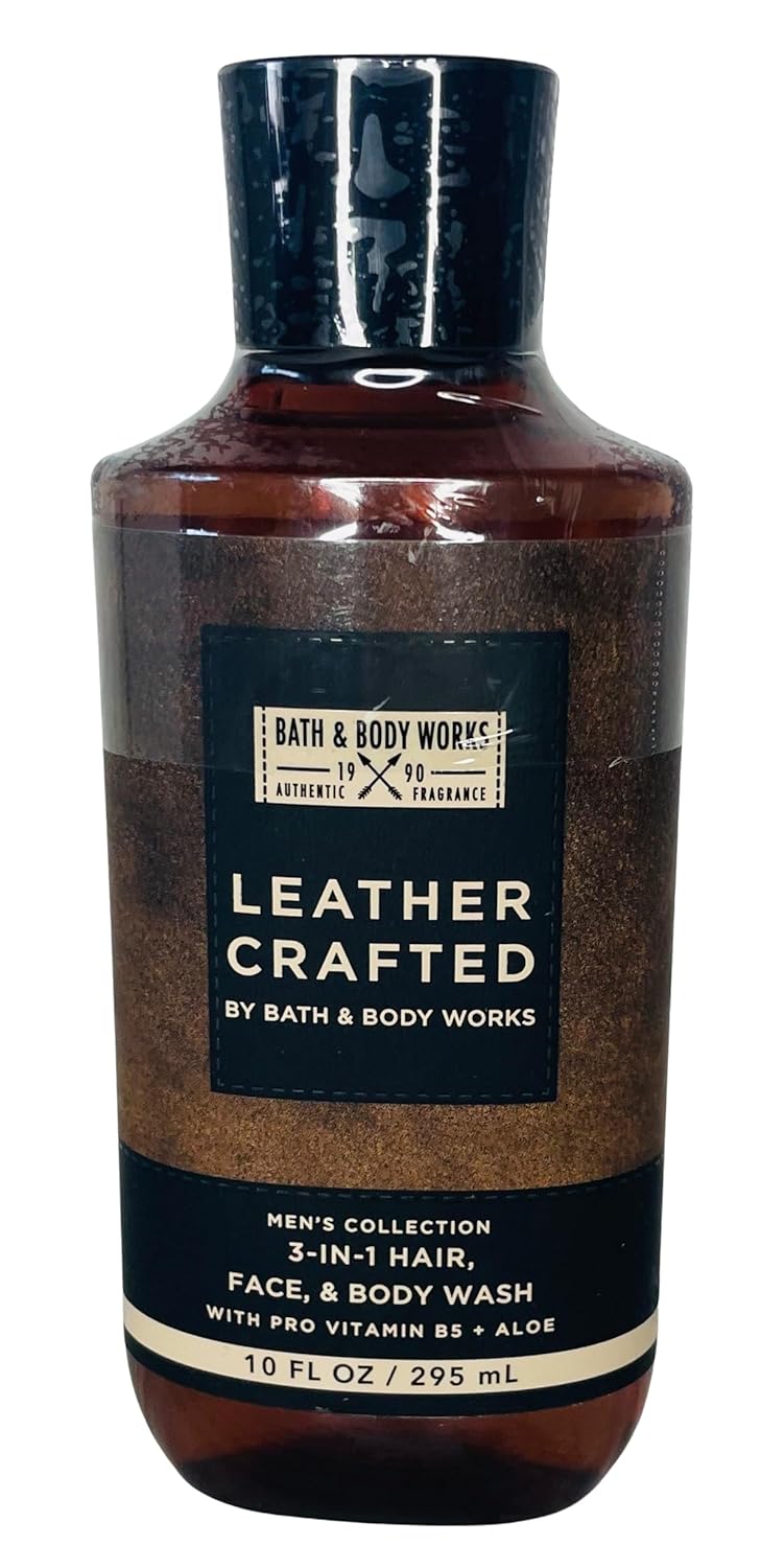 Bath & Body Works Men's Leather Crafted 3-in-1 Hair, Face & Body Wash 10 Ounce