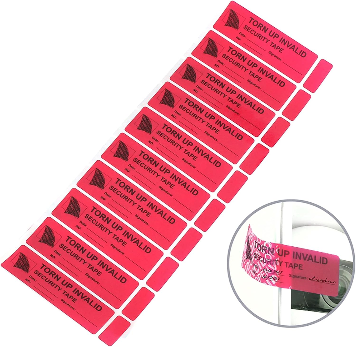 Solitary Walker 500Pcs Tamper Evident Security Labels Red1x3 inch No Transfer Tamper Proof Stickers Safety Torn up Invalid Seals Tape Prevent Opened Void